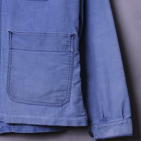 50-60s Adolphe Lafont  Blue Moleskin Jacket Size 46