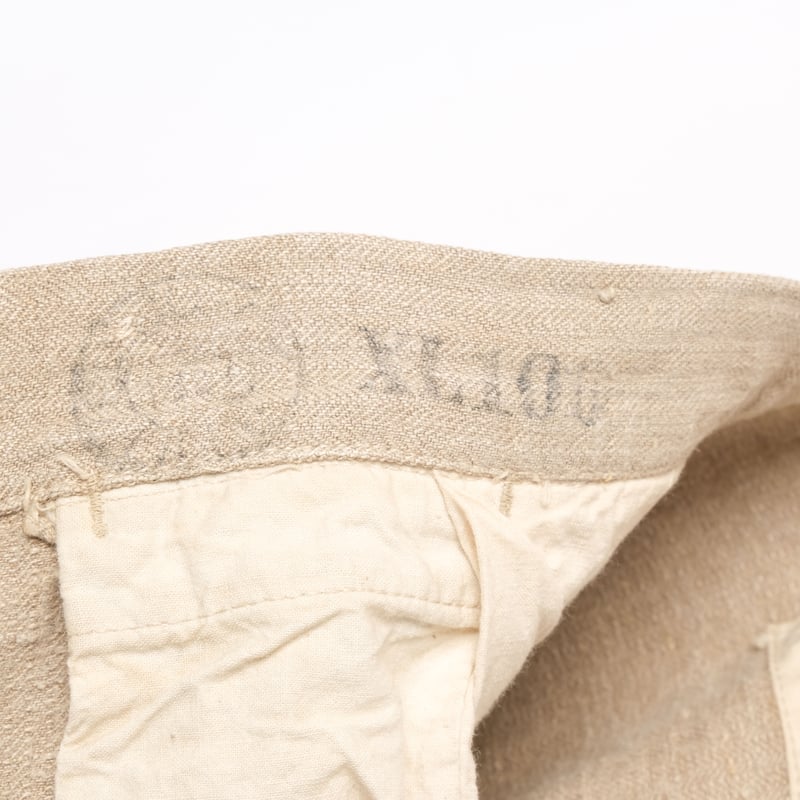 〜40s フレンチ　フランス軍　ブルジュロンパンツ　リネンhbt 20s French Army Linen HBT Bourgeron Metal Butt