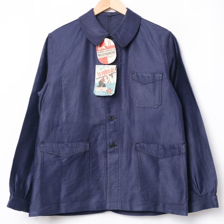 40s France Vintage Le Robste Blue Light Moleskin Jacket Dead Stock