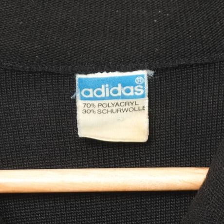 70-80s Vintage adidas  EIN SCHWAHN Button Knit Jacket Black (Made in West Germany)
