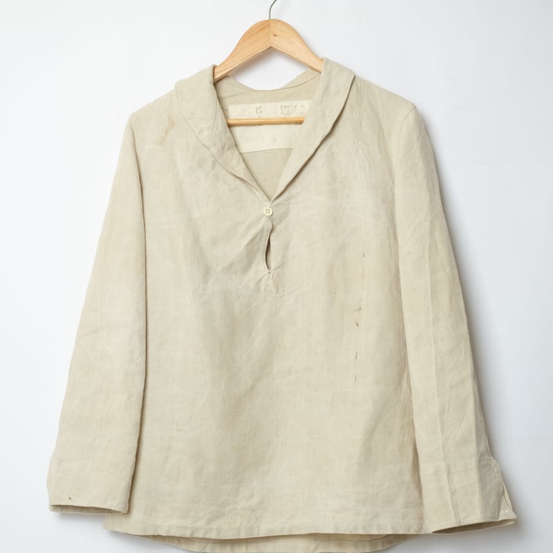30s Marine Nationales Shawl collar Linen Smock 30s Marine Nationales Shawl collar Linen Smock