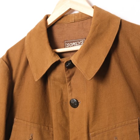 40s France Vintage SOMLYS Cotton Linen Hunting Jacket Dead Stock