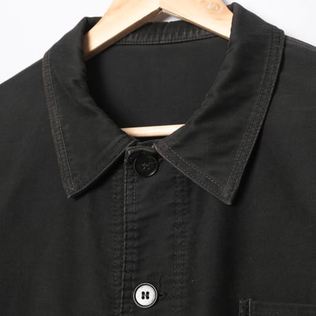 40-50s France Vintage Le Mont Sant Michel Black Moleskin Work Jacket Size 56
