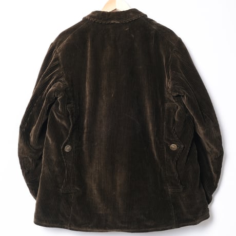 30-40s France Vintage Adolphe Lafont Dark Brown Corduroy Hunting Jacket