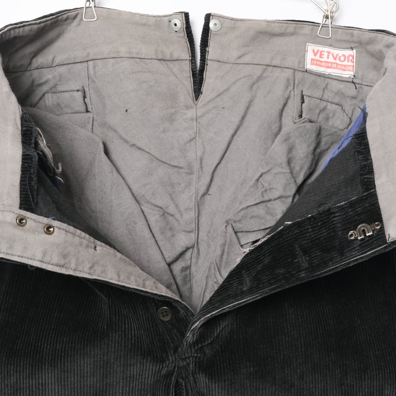 40-50s France Vintage VETVOR Black Corduroy Tro