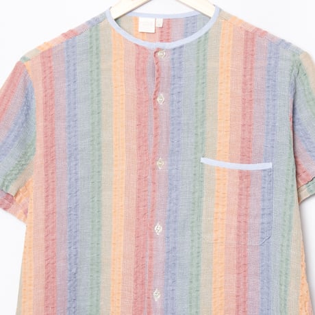 60-70s France Vintage Striped Short Sleeve Shirt