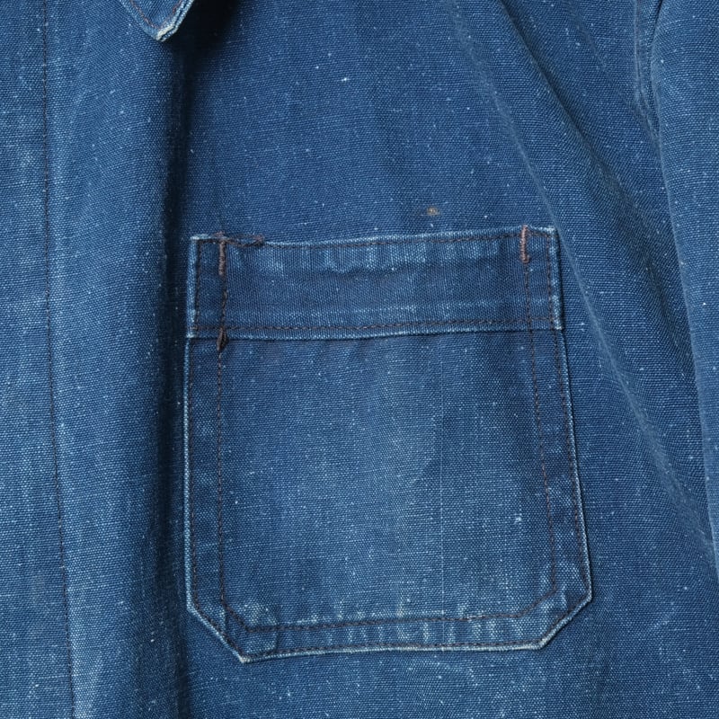 30s France Vintage Indigo Cotton Linen Work Ja