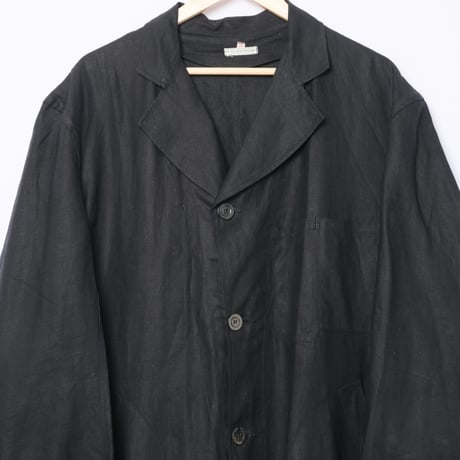 30-40s France Vintage Linbleuvil Black Linen  Maquignon Coat Dead Stock