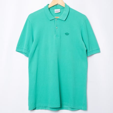 80s Vintage adidas Ventex Half Sleeve Polo Shirt Green（Made in France)