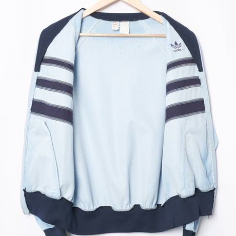 70-80s Vintage adidas Track Jacket Model  First Light Blue × Navy（Made in France）