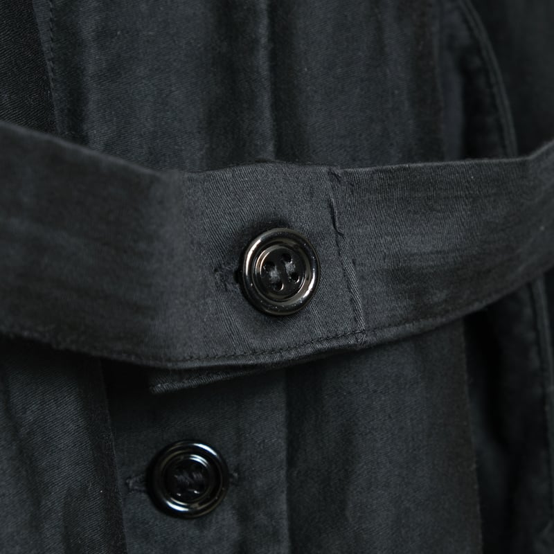 40-50s French Vintage Black Moleskin Work Dres