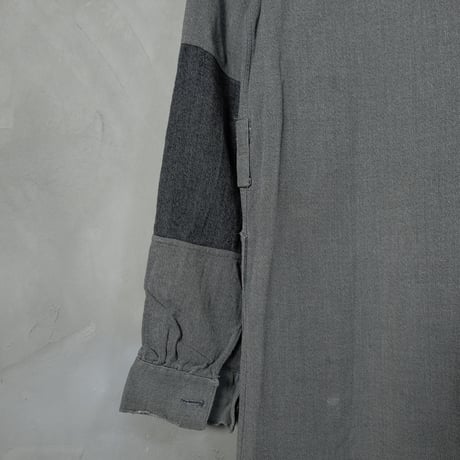 40-50s France Vintage DELUZET MICHEL Black Chambray Atelier Coat