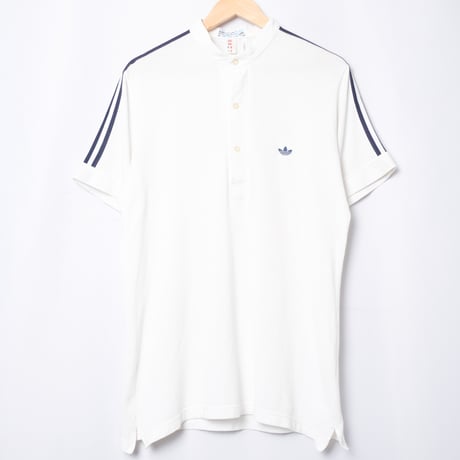 80s Vintage adidas Ventex Band Collar Half Sleeve Polo Shirt（Made in France）