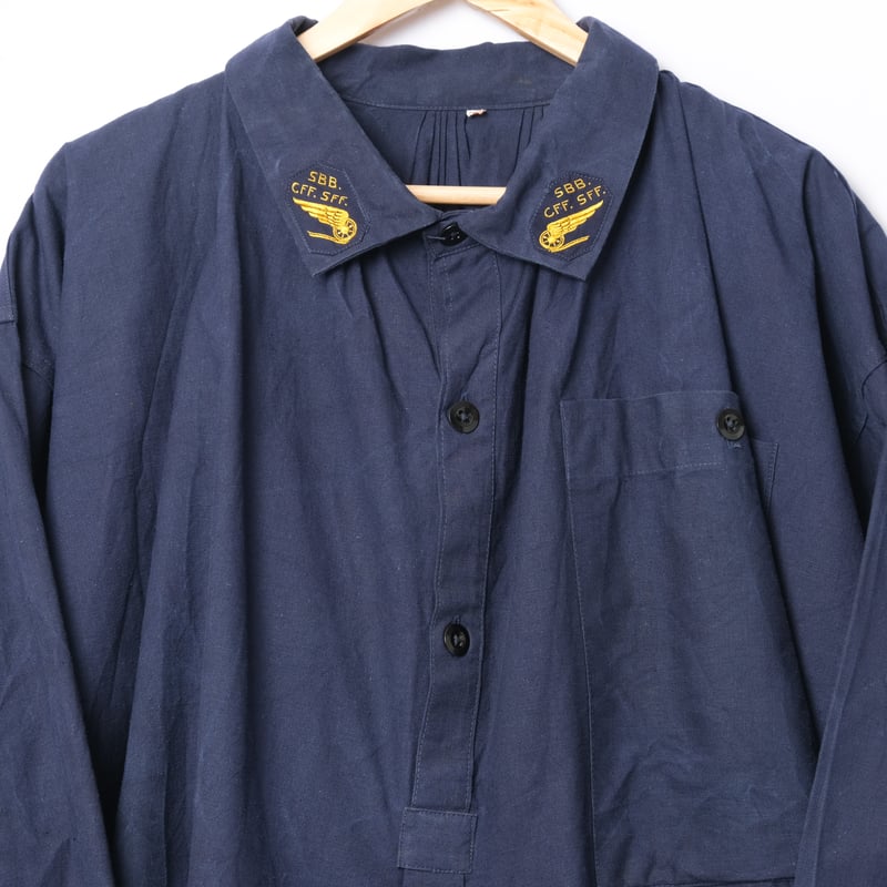 40-50s Swiss Vintage SBB.CFF.SFF Blue Cotton Li