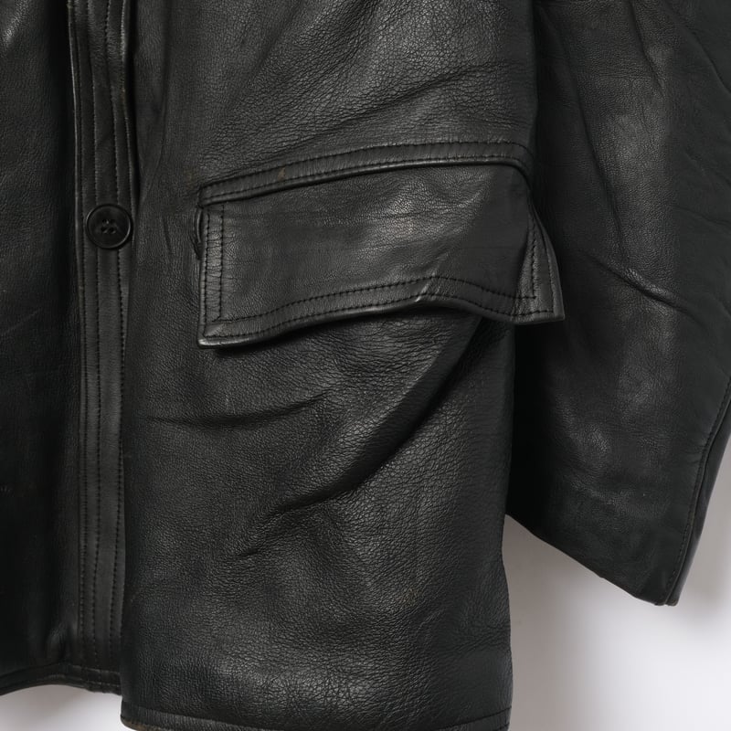 40s-50s France Vintage MTVC Leather Jacket Wool
