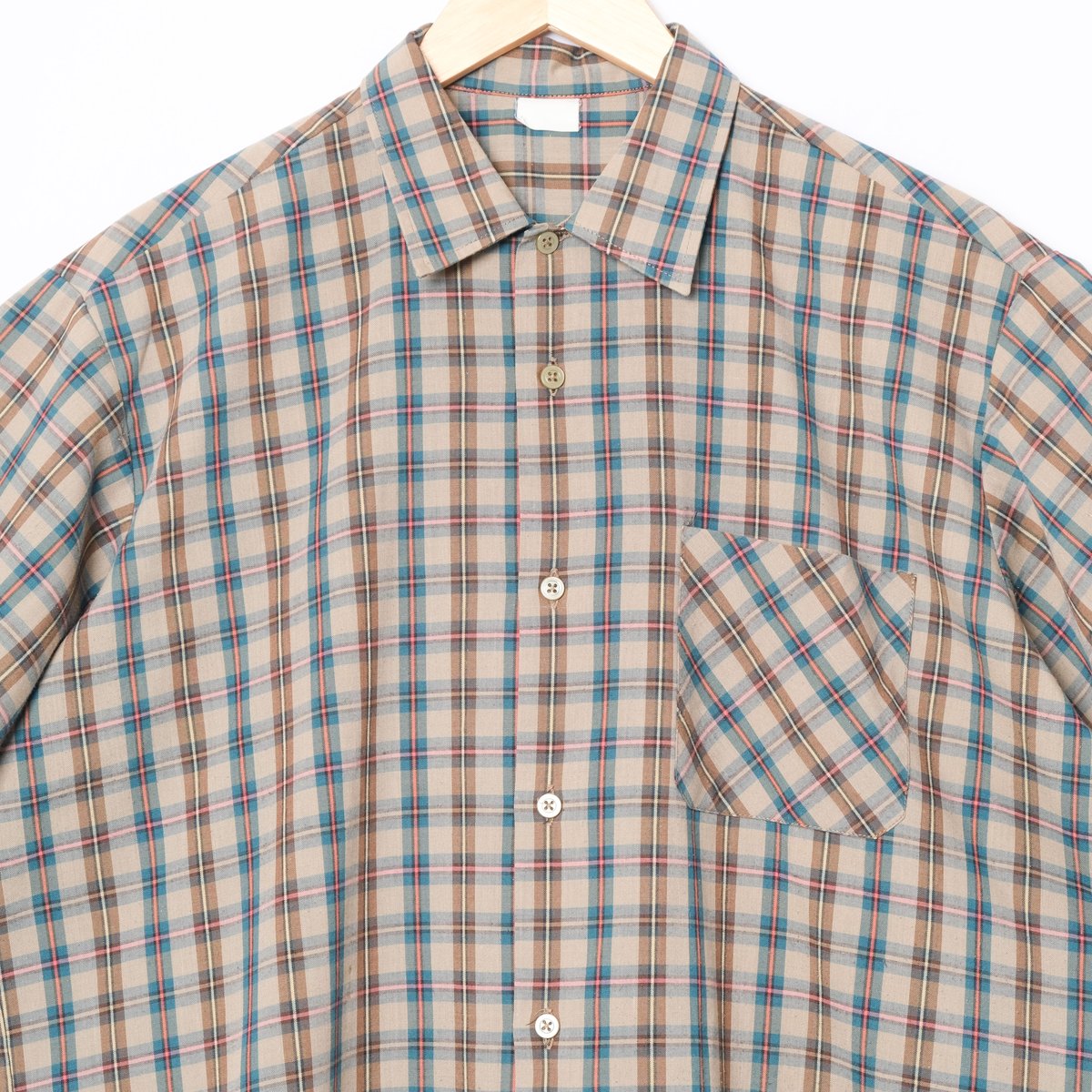 'ヨーロッパ ヴィンテージ チェック シャツ 70s 60s ビンテージ ユーロ 60-70s Euro Vintage Checked Short Sleeve Shirt