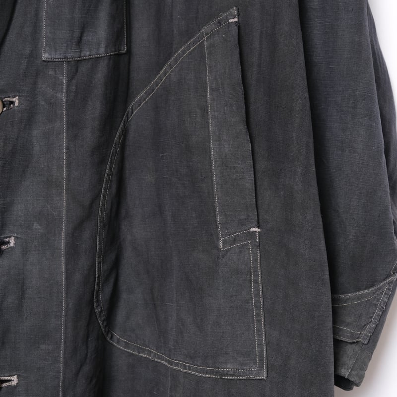 30-40s France Vintage SALACHE Black Linen Maqui 30-40s France Vintage SALACHE Black Linen Maqui
