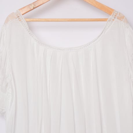 〜1930s French Antique Cotton Lace Short Sleeve Night Dress  2