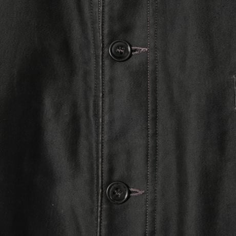 30-40s France Vintage L' Inusable Black Moleskin Work Jacket