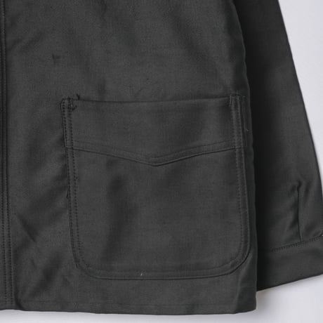 40-50s France Vintage Adolphe Lafont Black Moleskin Work Jacket Dead Stock