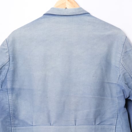 50s France Vintage Lapel Blue Moleskin Work Jacket