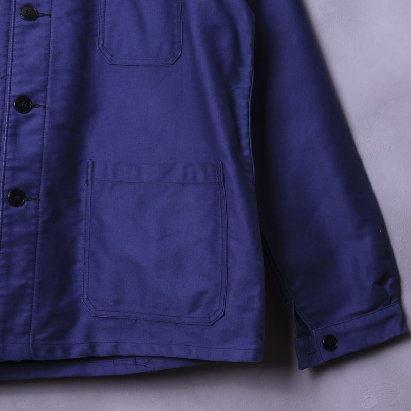 50-60s BARBE BLEUE Blue Moleskin Jacket Dead S 50-60s BARBE BLEUE Blue Moleskin Jacket Dead S
