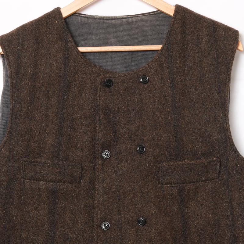 30-40s France Vintage Bouble Breasted Wool Farm