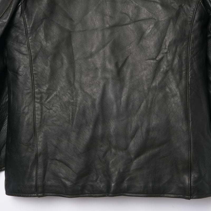 50s-60s France Vintage Leather Jacket Wool Coll