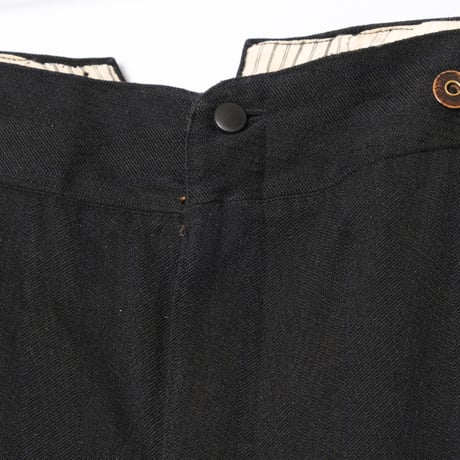30-40s France Vintage Wool Black Trousers