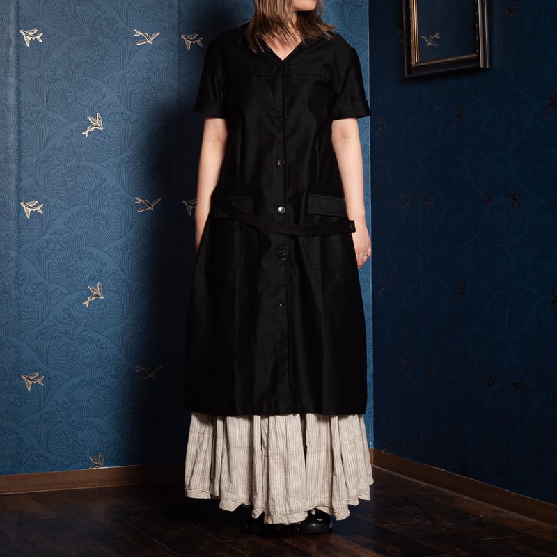 フランスヴィンテージ　ライトモールスキン　ワークドレス 40-50s France Vintage Light Black Moleskin Half