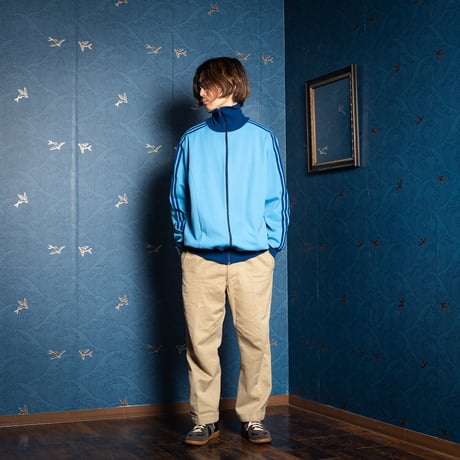 70s Vintage adidas Track Jacket Light Blue × Navy (Made in West Germany)