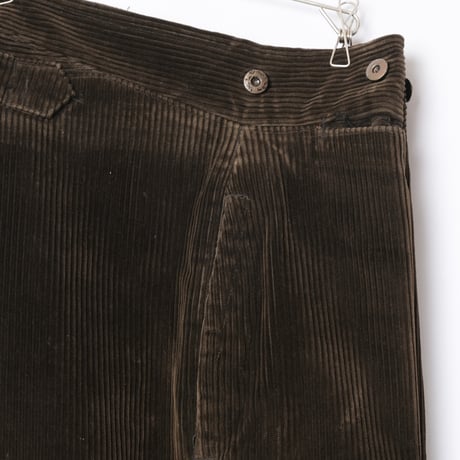 30-40s France Vintage LE MECANO Dark Brown Corduroy Trousers