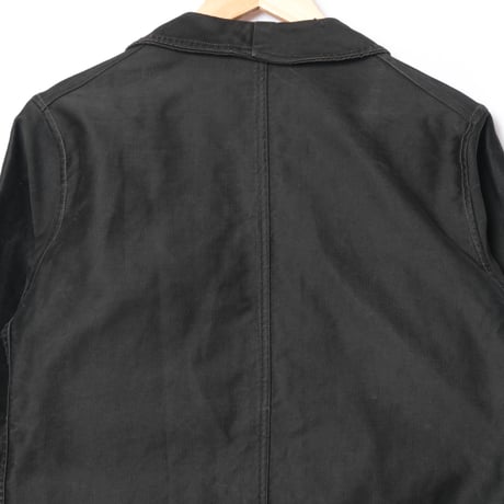 30-40s France Vintage L' Inusable Black Moleskin Work Jacket