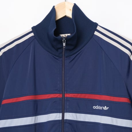 80s Vintage adidas Track Jacket Model First Navy×Bordeaux Pale Blue×Pale Grey（Made in Hungaria）