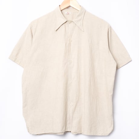 40-50s France Vintage Cotton Linen Short Sleeve Shirt