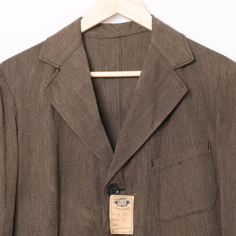 30-40s France Vintage  Brown Black Chambray Work Jacket Dead Stock