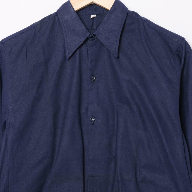 40-50s France Vintage Cotton Linen Blue Granpa