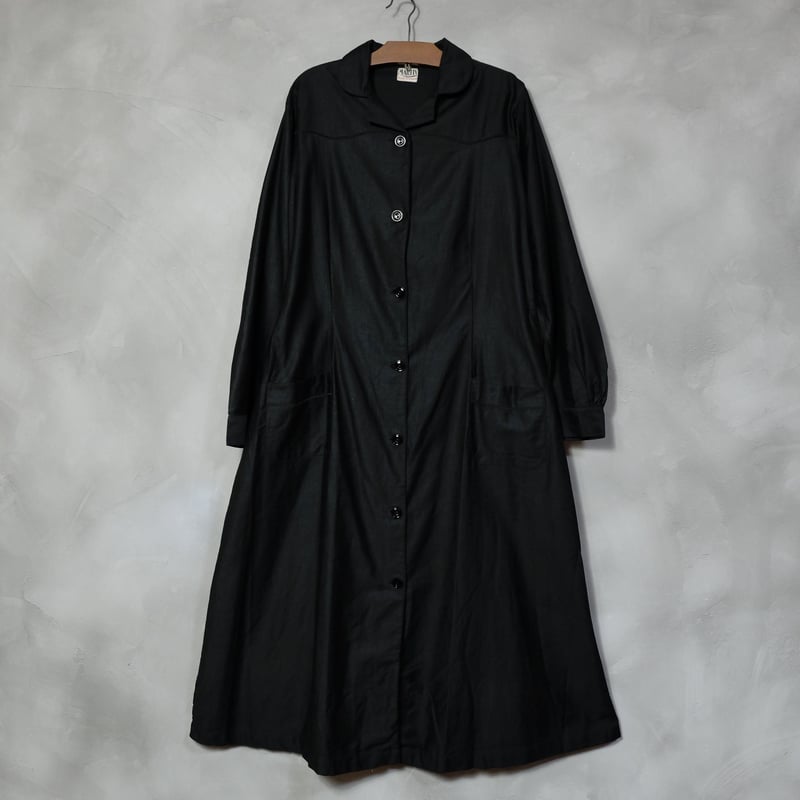 1920-30s Black Light Moleskin Dress | Ugla パンと古着と本