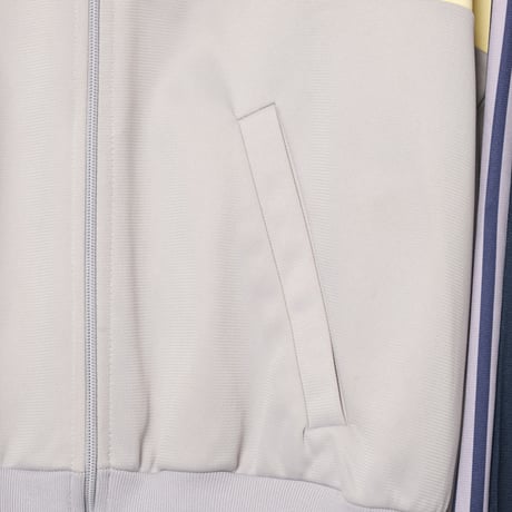70-80s Vintage adidas Ventex Track Jacket Grey × Navy × Pale Yellow (Made in France)