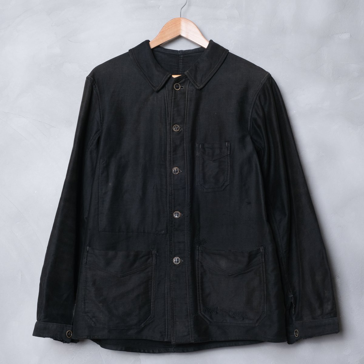 極上　希少　30〜40s ブラックモールスキン　vポケ 木製ボタン　Aライン fit=scale-down,w=1200