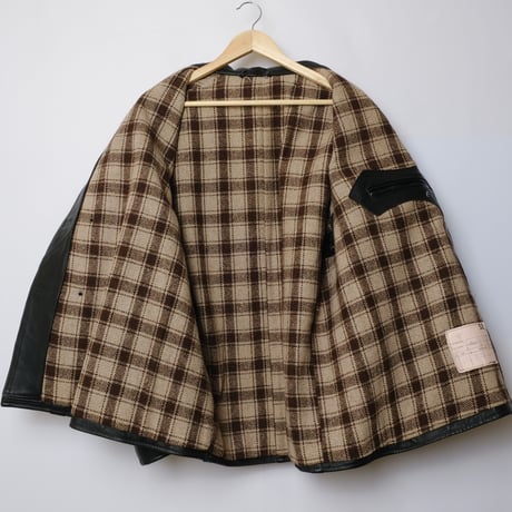 70s French Vintage Leather Jacket (Corbusier Jacket)-BrownCheck