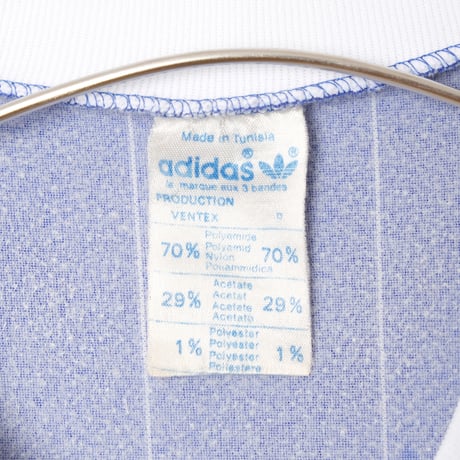 70-80s Vintage adidas Ventex Half Sleeve Game Shirt Striped Blue