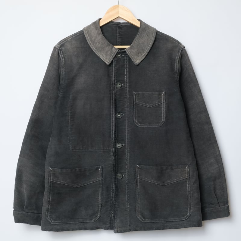 40~50s LE MONT ST MICHEL ブラックモールスキンジャケット 40-50s Le Mont St Michel Black Moleskin Jacket