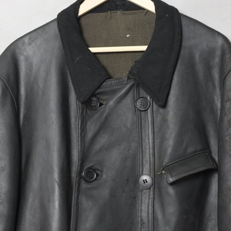 30s French Vintage Adolphe Lafont Leather Jacket（Corbusier Jacket）