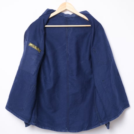 50-60s France Vintage Le Sans Pareil Blue Moleskin Jacket 1