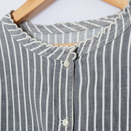 ‐1920s French Antique Stripe Cotton farmers Blouse