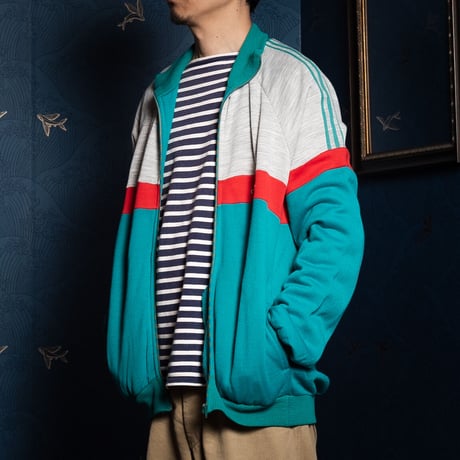 80s Vintage adidas Ventex Sweat Jacket Grey × Green  (Made in France)