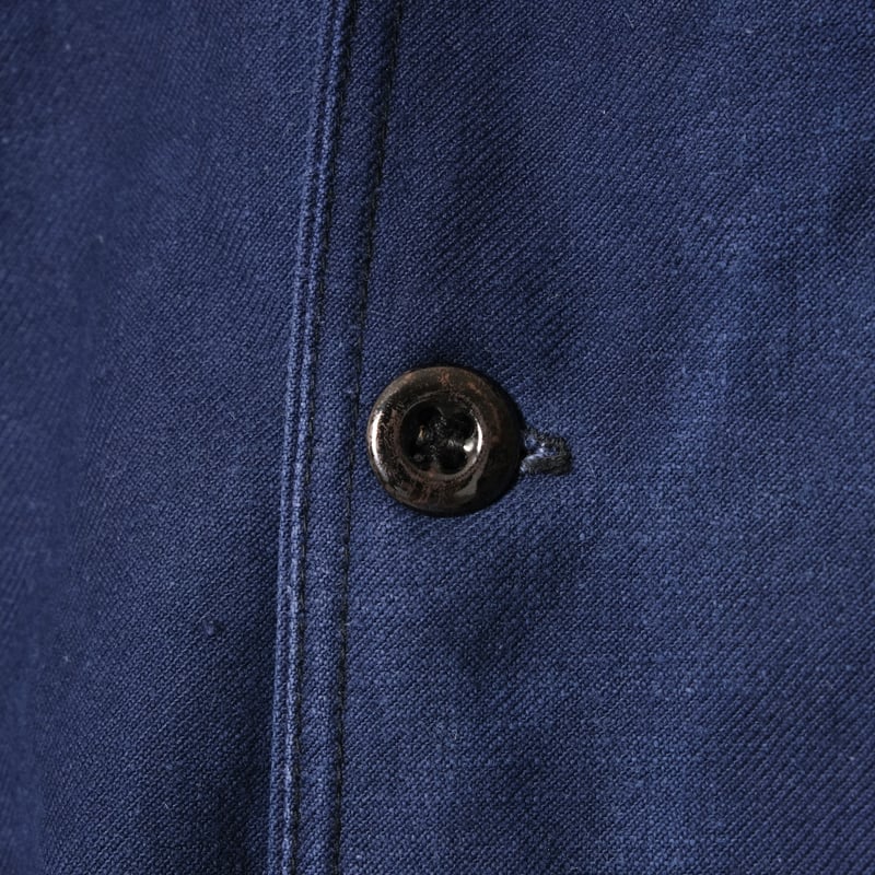 30s-40s France Vintage Blue Cotton Twill Doubl