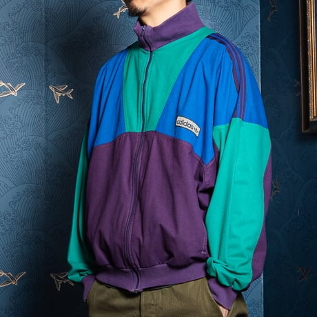 80s Vintage adidas Ventex Track Jacket Purple × Green × Blue (Made in France)