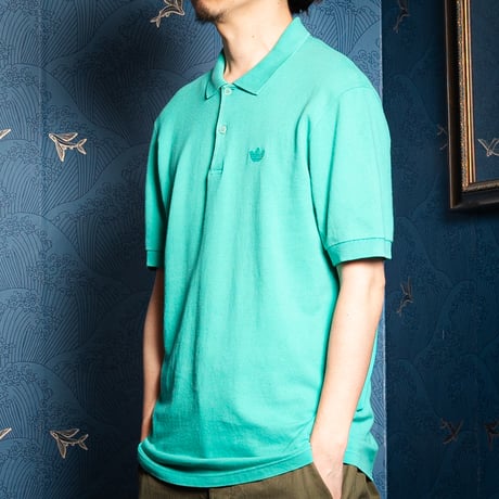 80s Vintage adidas Ventex Half Sleeve Polo Shirt Green（Made in France)
